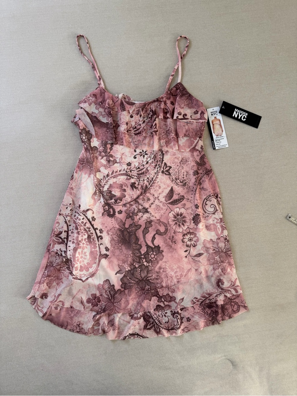 Madden NYC Pink Paisley-Print Camisole Mini Dress